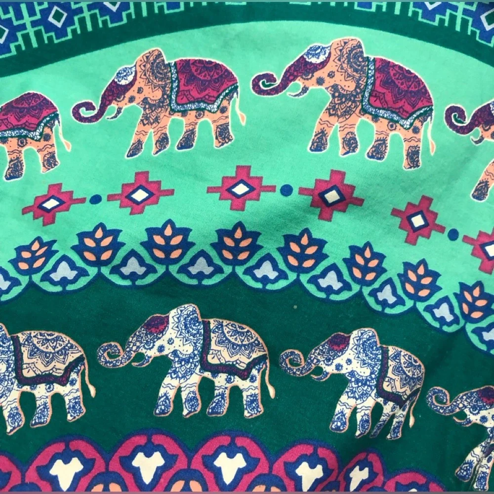 Tapestry Elephant mandala flowers graphic multi color. 58”X58”